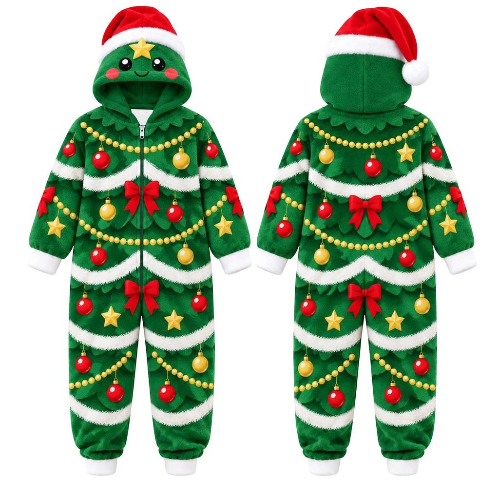 Christmas Matching Family Pajamas Mother and Son Long Sleeve One-Piece Sleepwear Set