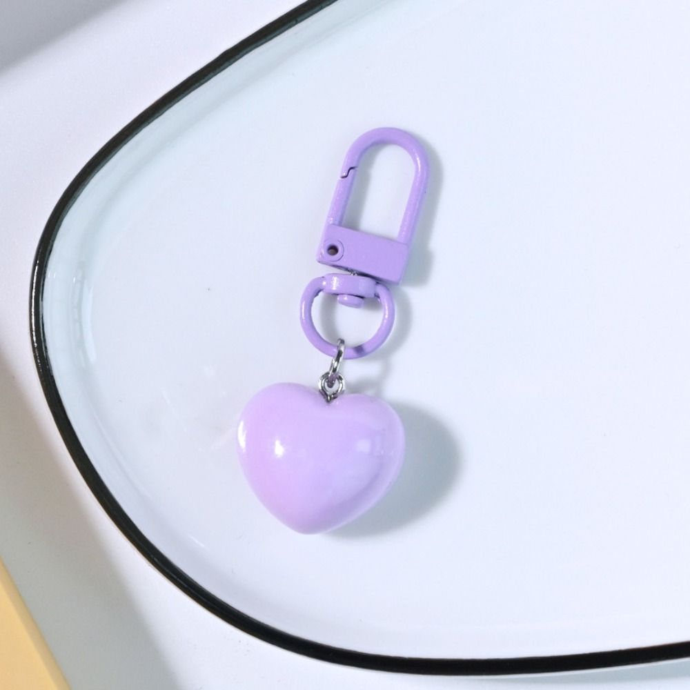 5pcs Anti-lost Love Resin Keychain Colorful Car Keychain Cute Heart Pendant Keyring  Earphone Bag