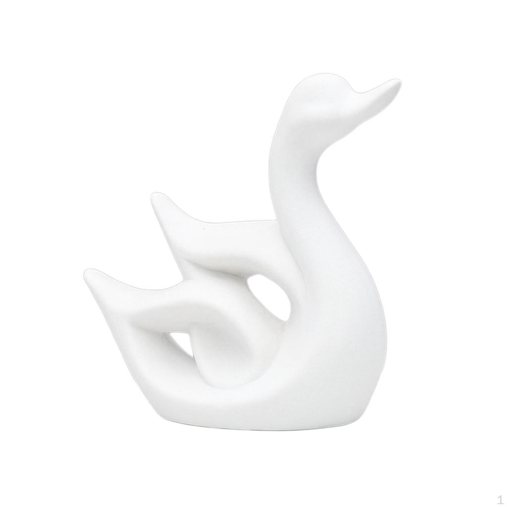 Ceramic Swan Figurines for Entryway Bookshelf Decoration