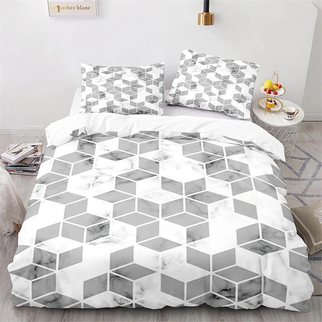 Geometriskt Marmor Påslakan Abstrakt Triangel för Barn Kvinnor Tonåringar Enkel Stil Tema Sovrumsdekorationer Queen King Size