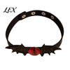 Evil Eye Necklace Gothic Bat Leather Choker Necklace, Devil Eyes Collar for Women Style Men, Adjustable Wing Clavicle Halloween Party Jewelry