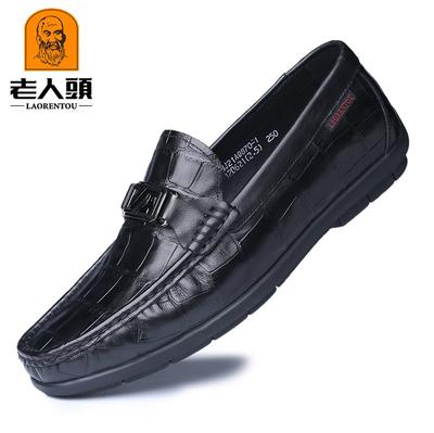 Oude man hoofd leren schoenen heren krokodillenpatroon leer mode veelzijdige beanie schoenen heren casual zachtzool loafers herenschoenen 8871