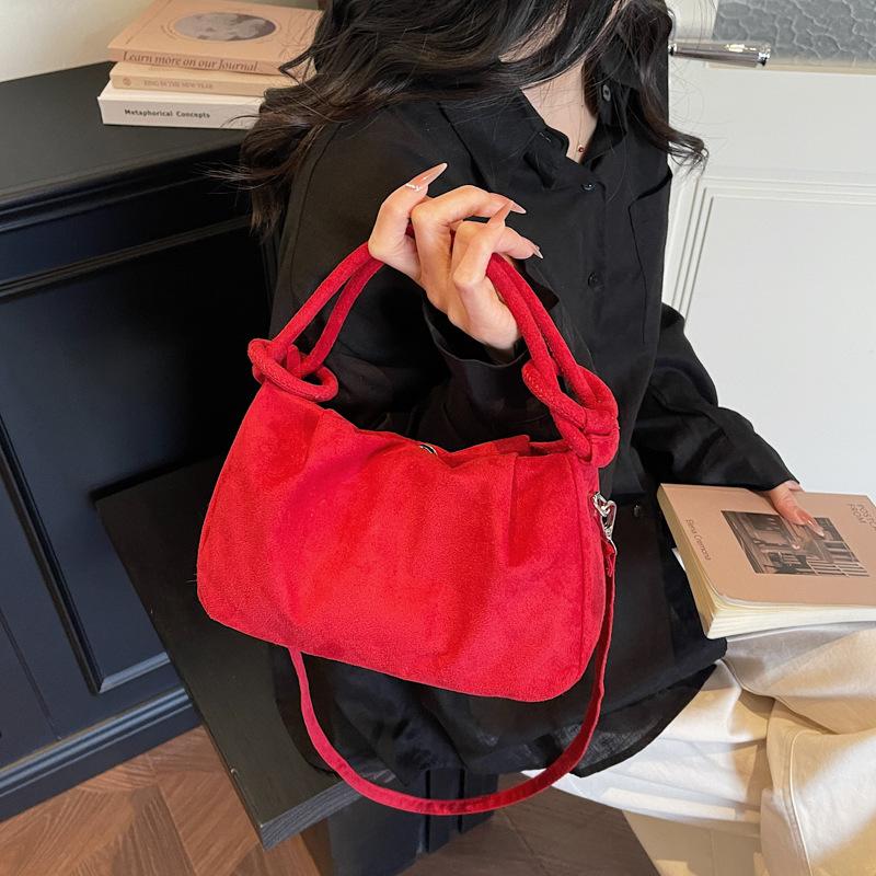 Retro Suede Simple Crossbody Bag Women Handle Bag Casual Comfortable And Versatile Texture Shoulder Commuting Bag