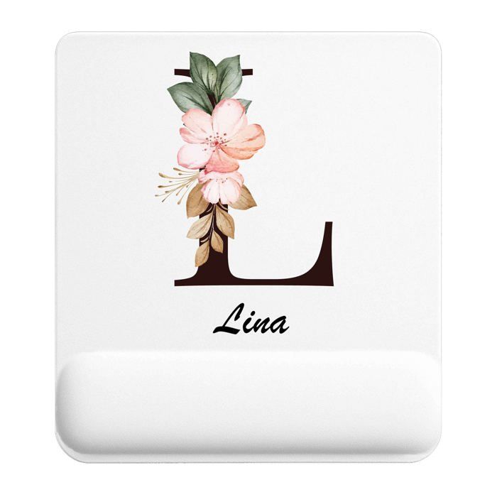 Tapis de souris - PLANETEE - Lina Lettre Fleur - Multicolore - 22x18 cm - Épaisseur 3 mm
