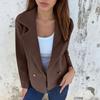 Fashionable Women's Spring Casual Cardigan Solid Color Lapel Jacket