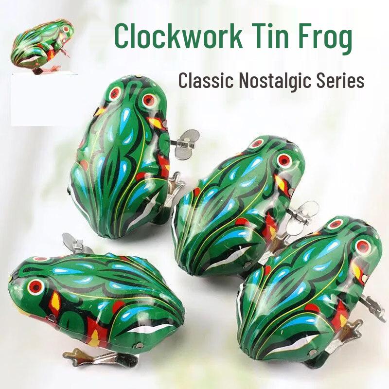 Wind-Up Tin Frog Toy Set