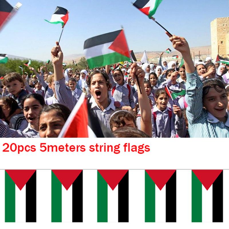 1421cm 5meter 20pcs Palestine String Flag Polyester Banners Office Home Decor