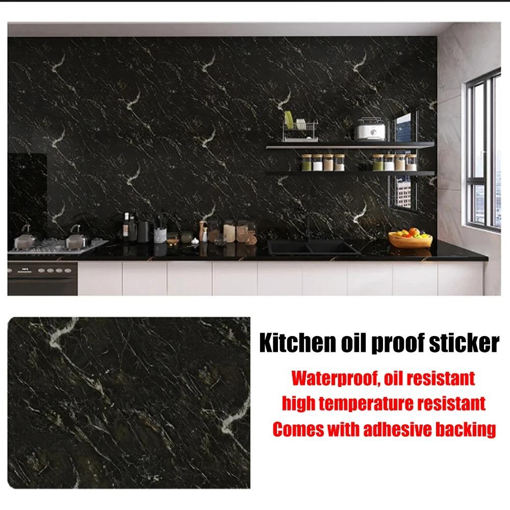 40cm Marble Pattern Kitchen Wall Stickers Self-Adhesive Oil-Proof Stain-Resistant Livingroom Resistant Home Decorative Wallpaper