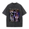 Japanese Anime Serial Experiments Lain Vintage Washed T Shirt Manga Iwakura Girl Sci Fi T-shirts Men 100% Cotton Casual T Shirt