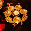 Peacock Diya Shape Decorative Urli Bowl for Home Decor with 5 Attached Oil Diyas for Floating Home Pooja Room (7 Inch)