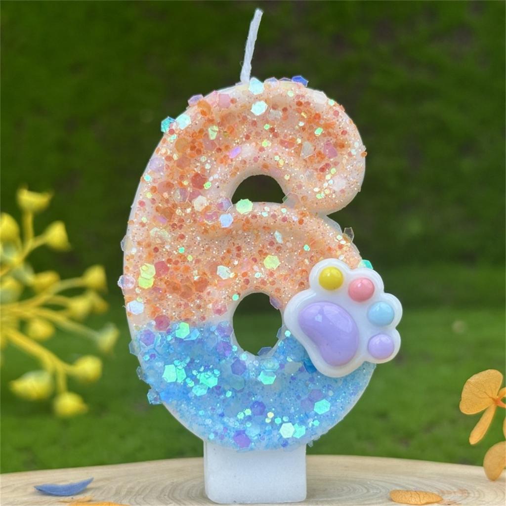 New Number Birthday Candle 0-9 Cute Cat's Paw Cake Candles Cake Topper Decoration Baby Shower Birthday Wedding Party Supplies