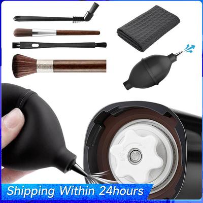 6 Pieces Coffee Brush Set with Manual Air Blower Tool Coffee Grinder Machine Cleaning Brush Kit for Coffee Machine Group Head