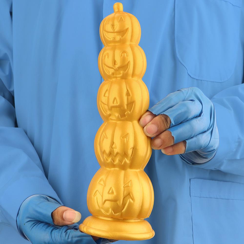 Huge Gold Silicone Anal Plug Threaded Dildo Realistic Big Dick Sex Toy for Men Fisting