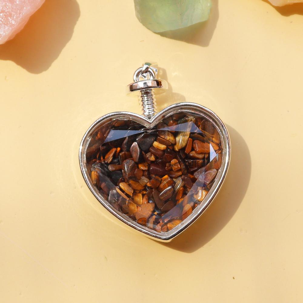 Natural Crystal Heart Pendant Wishing Bottle Crystal Necklace Sweater Chain Healing Gift to Wear