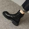 French Thick-soled Round Head Elastic Thin Boots Women's 2022 Autumn and Winter Flat-bottomed British Style Short Boots Simple Martin Boots