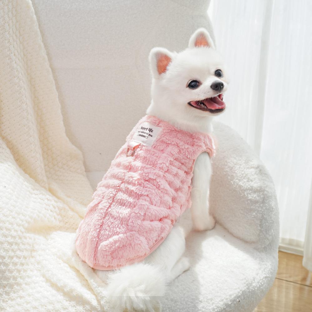 Winter Dog Clothing Small Breed Thermal Fleece Vest Jacquard Heart Pattern Sleeveless Pet Apparel Puppy Kitten Cold Weather Wear Lightweight Warm Coat