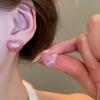 Silver Needle Pink Flower Stud Earrings - Mori Style, Cute, and Versatile Niche Fashion Design for Women