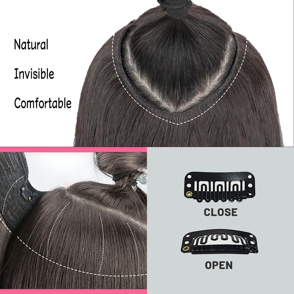 Bybrana Dlouhé vlasy z jednoho kusu dlouhé kudrnaté vlasy Prodlužování vlasů ve tvaru V neviditelné nadýchané mírně kudrnaté simulující vlasy