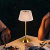 3 Color Lights Small Pleated Table Lamp Stepless Dimmable Fabric Shade Desk Ambient Light USB Rechargeable Cordless
