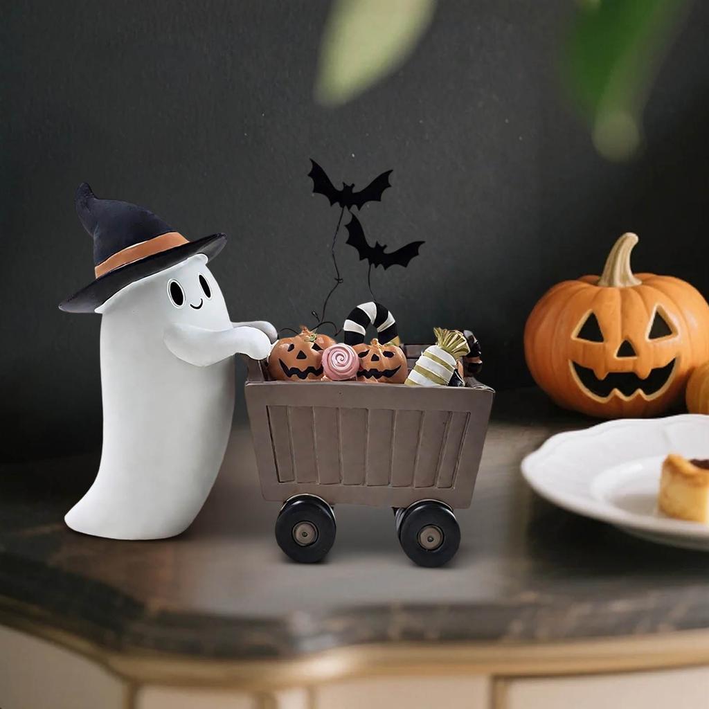 Halloween Hat And Candy Cart Desktop Ornament,Holiday Decorations,Holiday Gifts For Friends