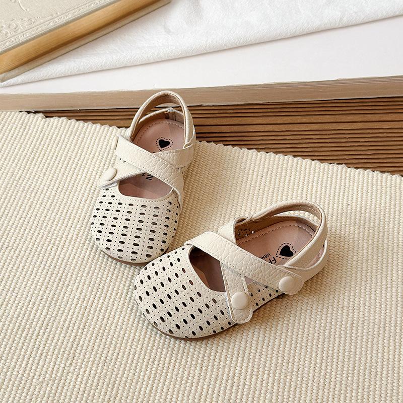 Kids Beige Breathable Hollow Out Closed Toe Casual Sandals 22 бежевый