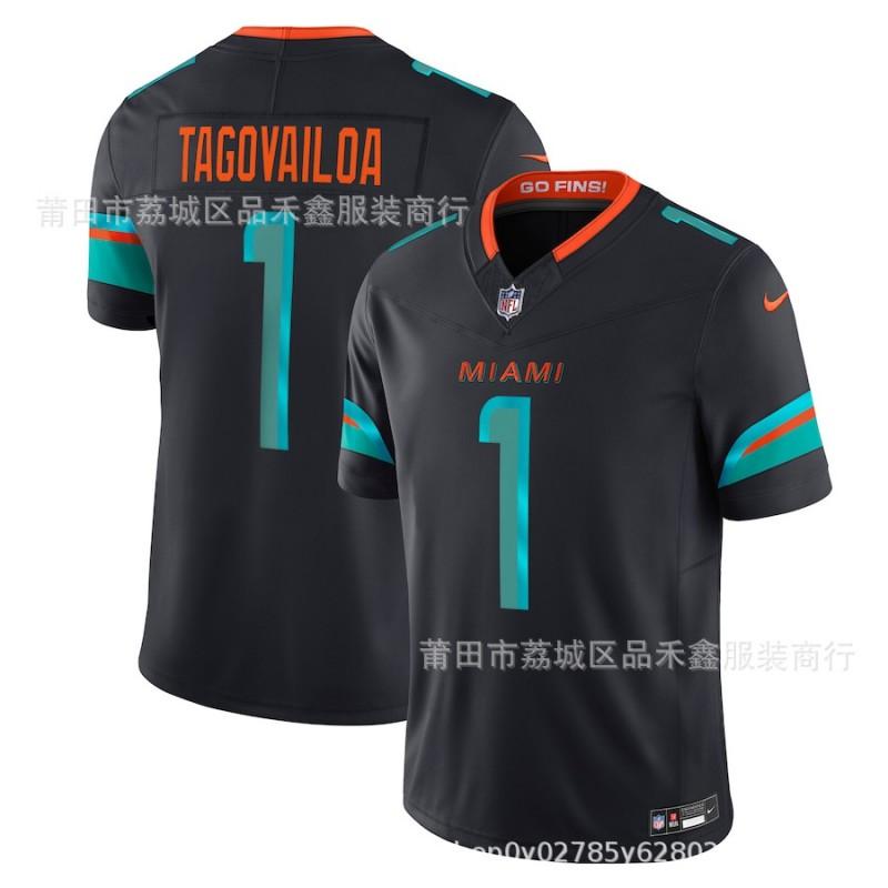 Miami Dolphins Football Jersey Men Women Cotton Custom Number 1 10 13 17 28 Embroidered Black Uniform