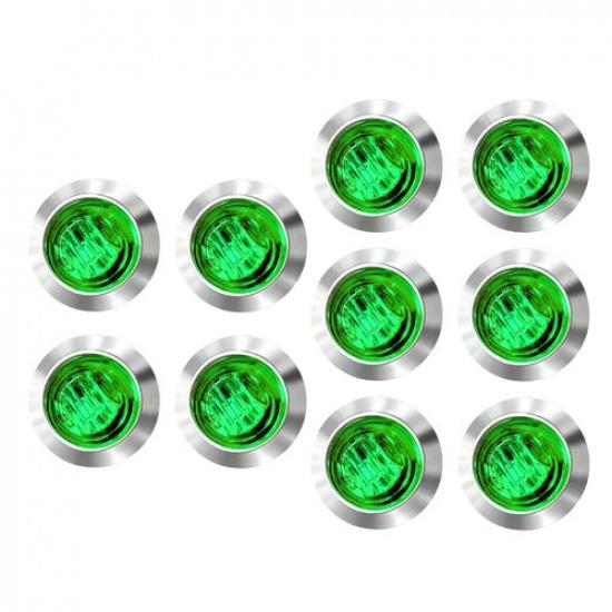 10X 3/4" Strobe+Steady Marker Lights Dual Function Green LED 12V 24V Warning