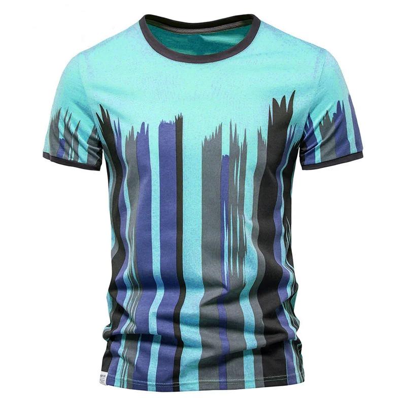 Pánské módní tričko s pruhovaným potiskem, kulatý výstřih, krátký rukáv, streetwear, ležérní topy, pánská nadměrná trička, velikost oblečení XXS-6XL