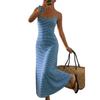 Women's Fashionable Casual Spaghetti-Strap Sexy Backless Fitted Striped Dress