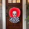Halloween Terror Clown Wreath Door Wall Hanging Wreath Decoration Wall Hanging Ghost Festival Party Scene Decoration