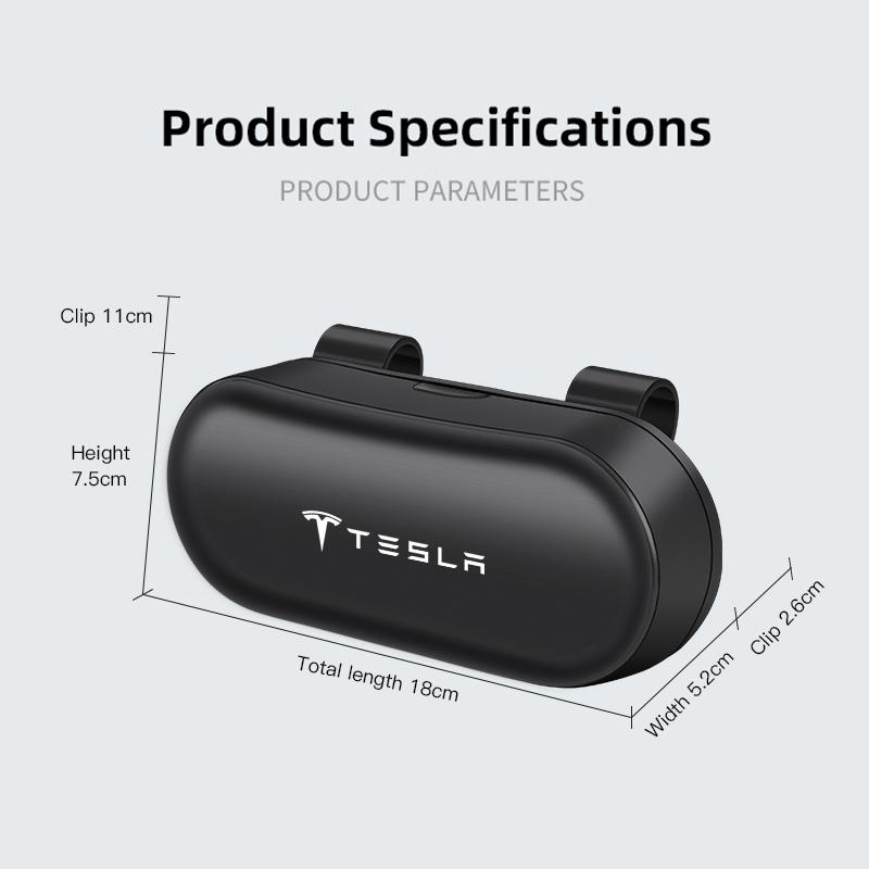 1Pcs Car Sun Visor Sunglasses Case Glasses Storage Clip Box For Tesla Model 3 Model Y Model X Model S Cybertruck Roadster SpaceX