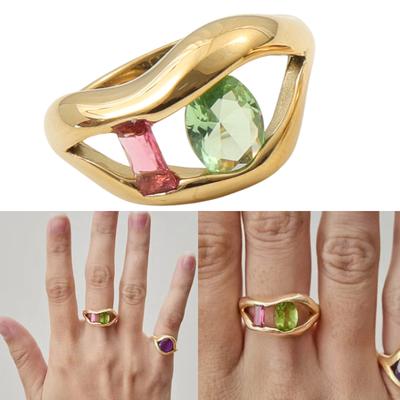 Multicolor Cubic Zirconia Fashion Rings Sturdy Titaniums Steel Jewelry 3 Sizes Elegant Gifts Decoration for Women