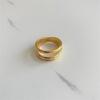 eManco Women's Multi-Layer Geometric Gold-Plated Stainless Steel Ring