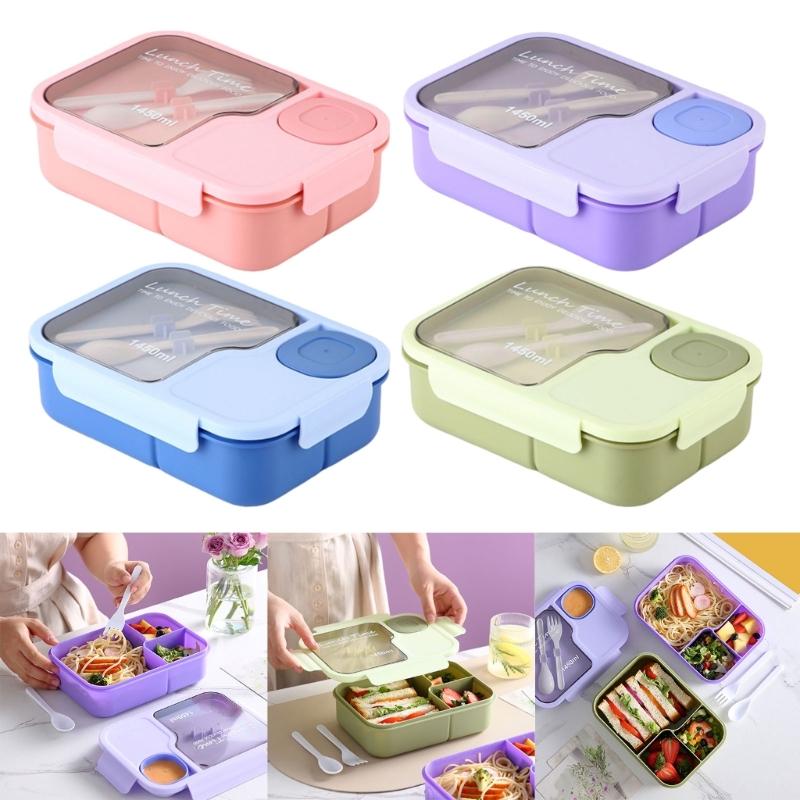 Multifunctional Meal Preparation Box Leak Proof Food Storage Box with Compartments and Utensils for Work and Picnics