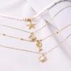 Bohemia Gold Color Multiple Styles Necklace for Women Trendy Multi-Layer Crystal Pendant Necklaces Set Fashion Jewelry Gifts