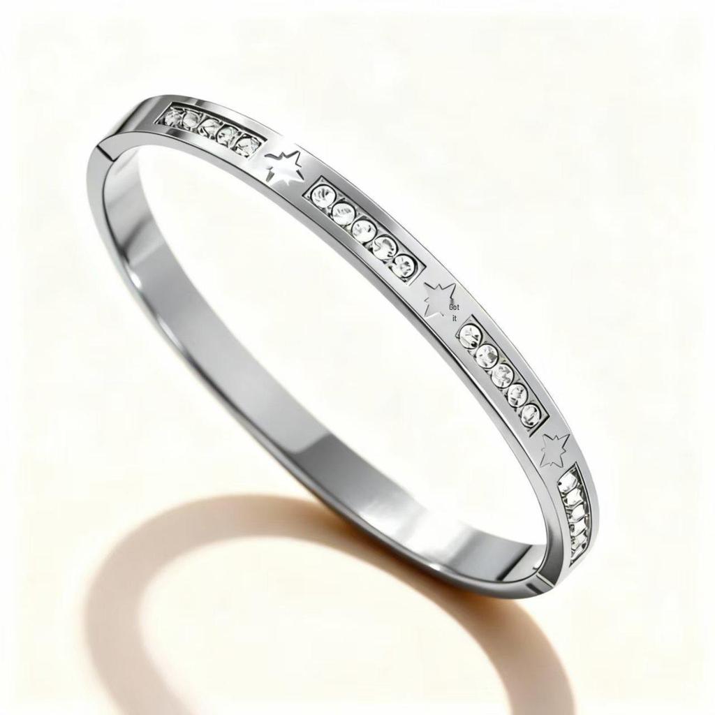 Elegant Roman Numeral Intertwined Titanium Steel Bracelet for Women - Diamond Inlaid, Double Layer, Colorfast Jewelry