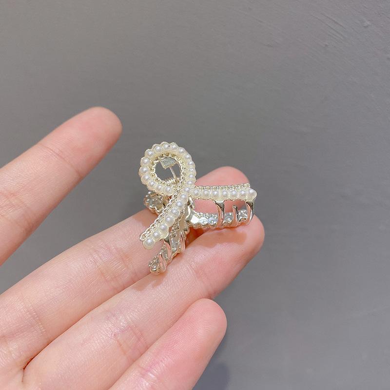 Korean Version of Super Fairy Small Bow Pearl Hairpin Female Simple Personality Side Grab Clip Japanese Cute Internet Celebrity Headgear