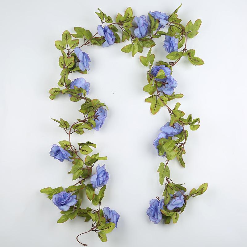 Rose Vine Leaf Indoor Soft Decoration Ceiling Water Pipe Decoration Blocking Plastic Fake Flower Hanging Basket Vine