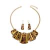 European and American foreign trade new  fashion retro leopard print necklace alloy exaggerated earrings necklace set jewelry women