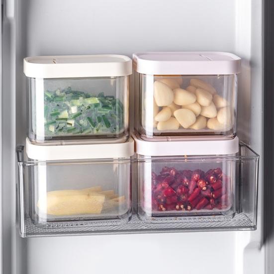Garlic Ginger Onion Storage Box Transparent with Drain Layer Container Odor Proof Stackable Refrigerator Organizer for Freshness