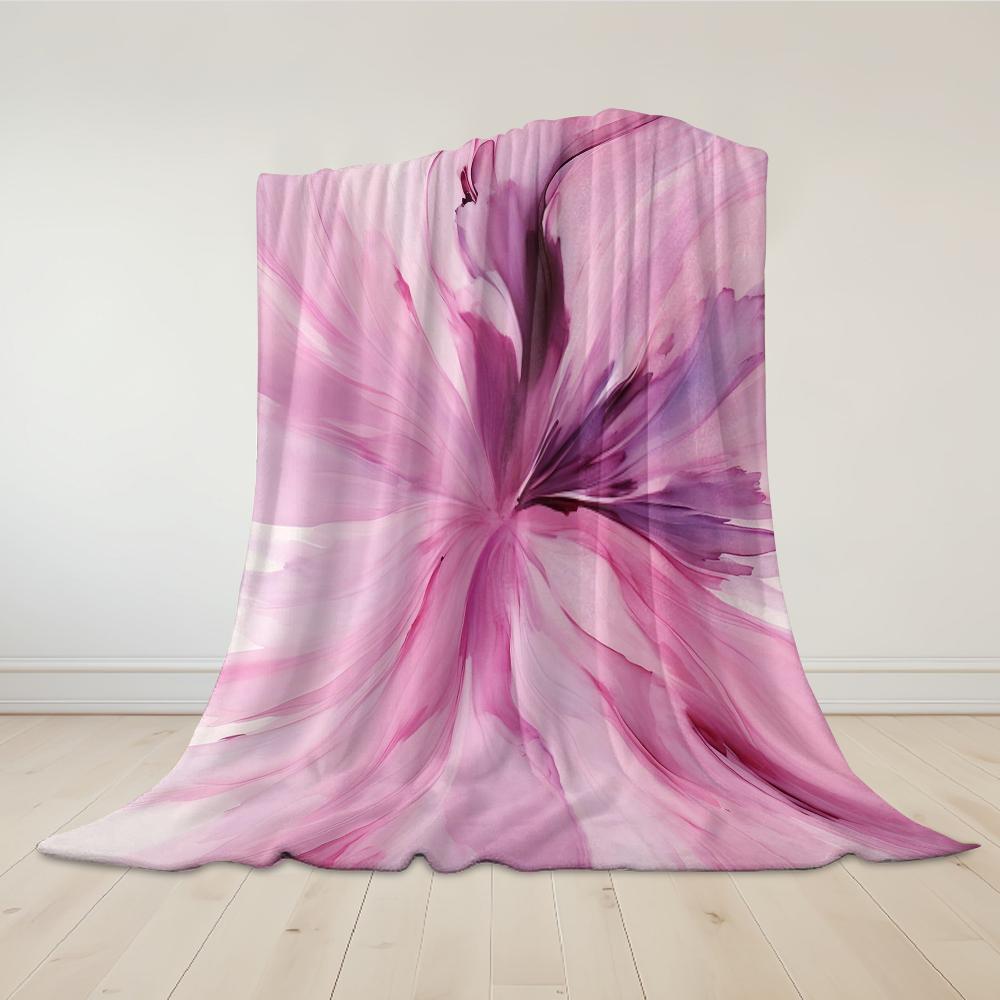 Blush Violet Bloom Flannel Blanket Warm Soft Halloween Christmas Couch Warm Cozy Decorative Decor Gift for All Season