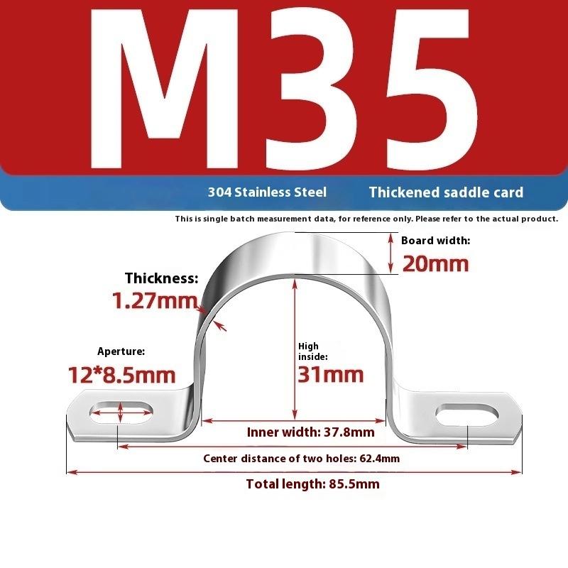Zesílená U-třmenová sedlová svorka Nerezová ocel Koňský hřbet Drátěné hrdlo Obruč Klipy pro upevnění kabelů Použitelné pro potrubí OD 8-200 mm