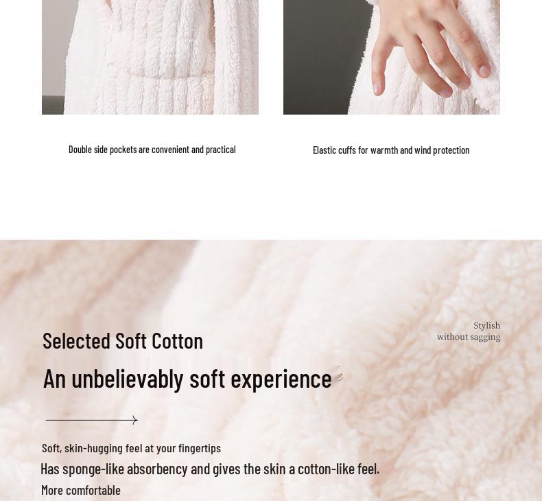 Women's Coral Fleece Thick Velvet Lined Bathrobe - Cozy Autumn/Winter Long Robe Pajamas