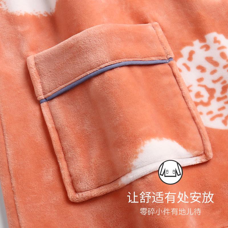 Island Fleece Pajamas Women'S Winter Thickened Fleece Winter Flannel Coral Fleece Loungewear Thin Fleece Autumn And Winter Suit