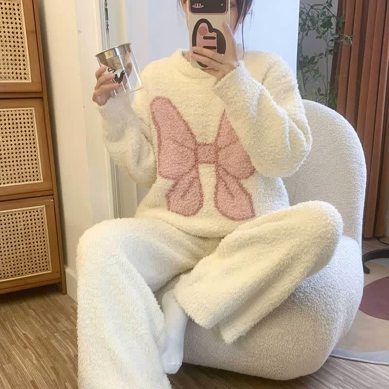 Yuzhaolin Women s Thickened Cloud Fleece Pajama Set L (80-120 jin)