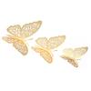 12pcs/set Vivid 3D Butterfly Wall Stickers Removable Mural Stickers DIY Art Wall Decals Decor with Glue for Bedroom Wedding Party--Gold