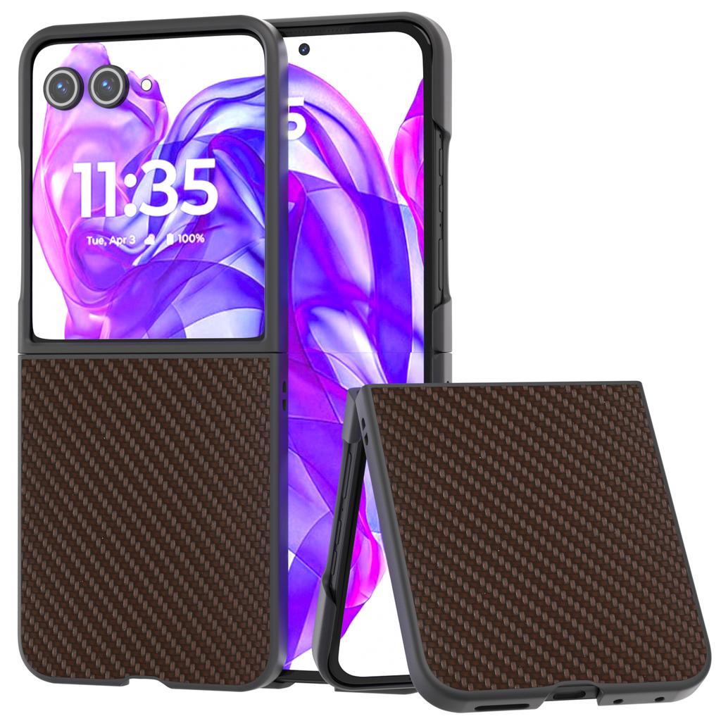 For Motorola Razr 50 Ultra 5G Phone Case Carbon Fiber Texture PU+PC Cover