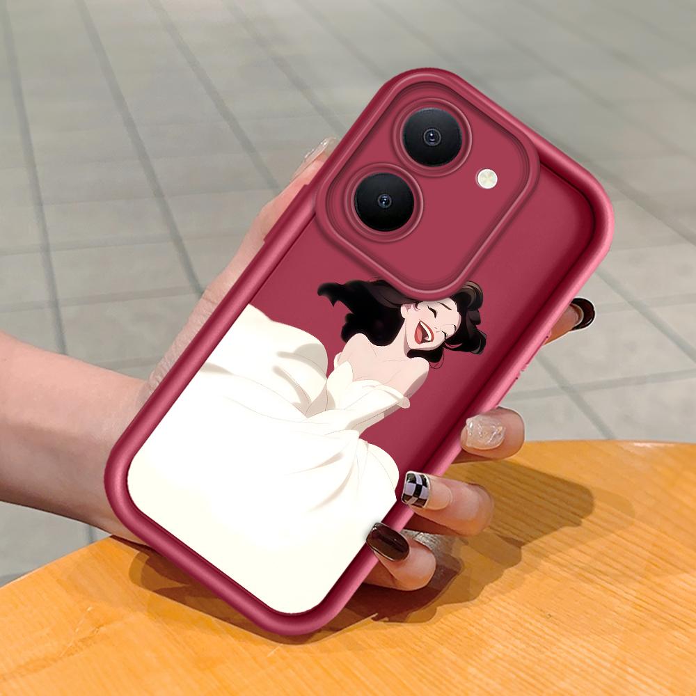 Soft Silicone Square Ladder Printing Pattern Phone Casing Full Cover Camera Shockproof Protection Rubber Case for Vivo