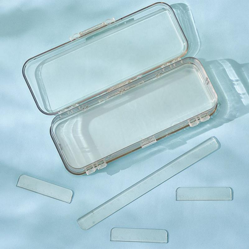 1 szt. Pudełko na długopisy Dwupoziomowe Przezroczyste Widoczne Wielofunkcyjne Chłopcy Dziewczynki Uczniowie Organizer na Ołówki Artykuły Papiernicze Etui Akcesoria