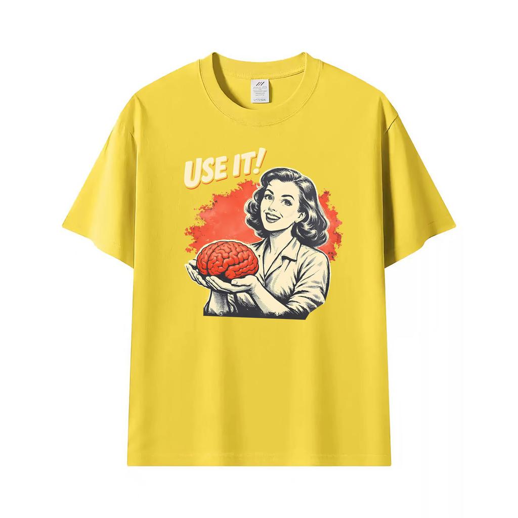 Sarcastic Vintage Use Your Brain Aesthetic Funny Printed T Shirt Unisex Unisex Fashion High Quality Tee Shirt Summer Casual Tshirts